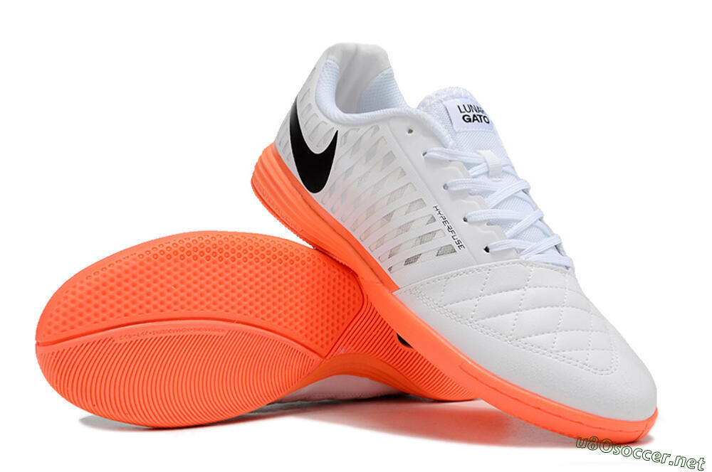 Unisex Nike Lunar Gato 2 IC Football Shoes - White/Black/Orange 3