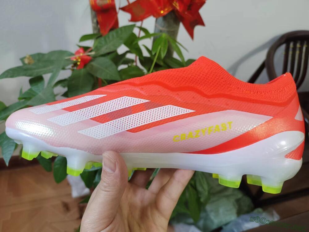 Men's Adidas X Crazyfast+ Laceless FG Football Boots - Red/White/Yellow