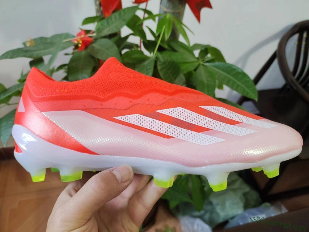 Men's Adidas X Crazyfast+ Laceless FG Football Boots - Red/White/Yellow