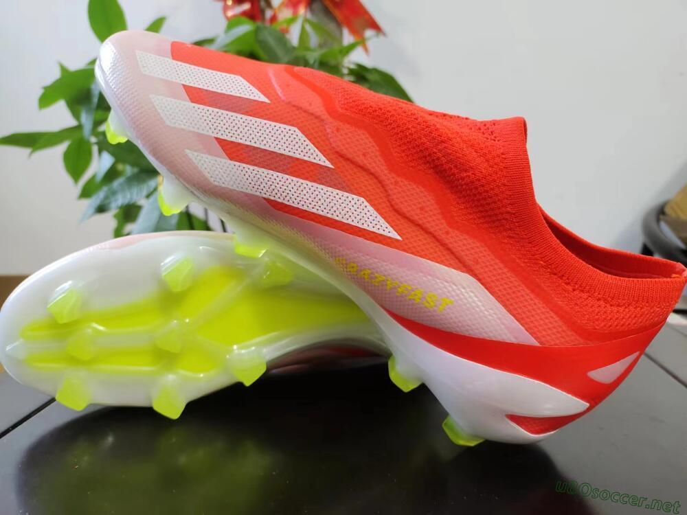 Men's Adidas X Crazyfast+ Laceless FG Football Boots - Red/White/Yellow