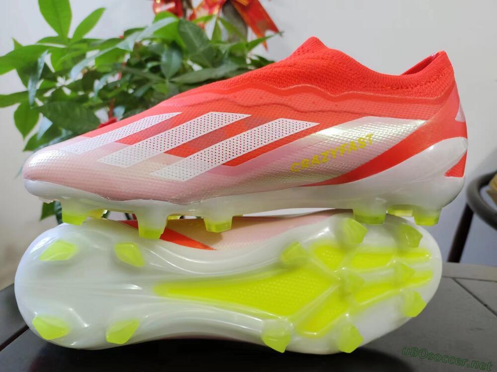 Men's Adidas X Crazyfast+ Laceless FG Football Boots - Red/White/Yellow