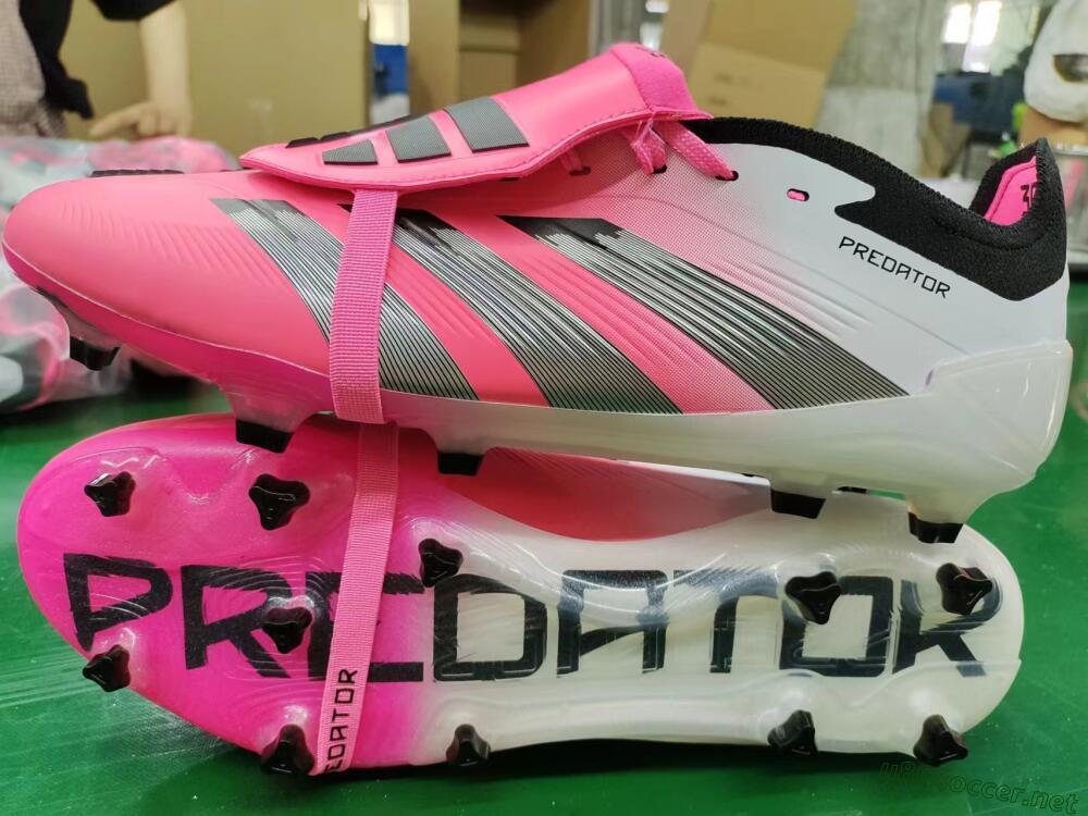 Men's Adidas Predator Elite Foldover Tongue FG Football Boots - Pink/Grey/White