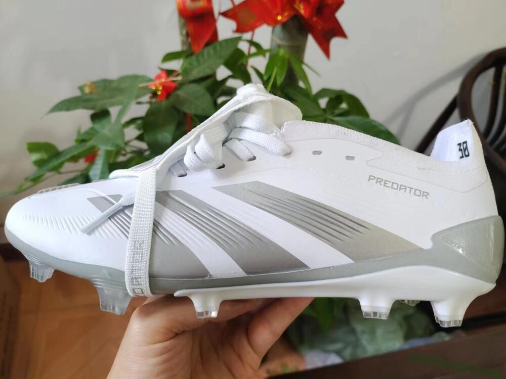 Men's Adidas Predator Elite Foldover Tongue FG Football Boots - White/Grey