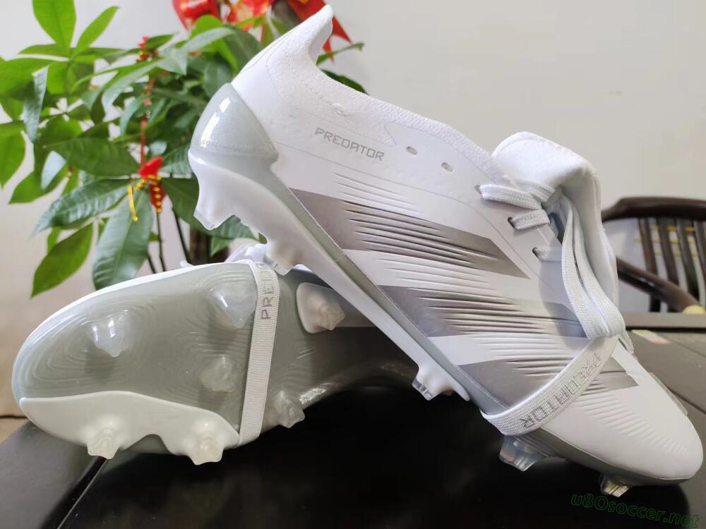 Men's Adidas Predator Elite Foldover Tongue FG Football Boots - White/Grey