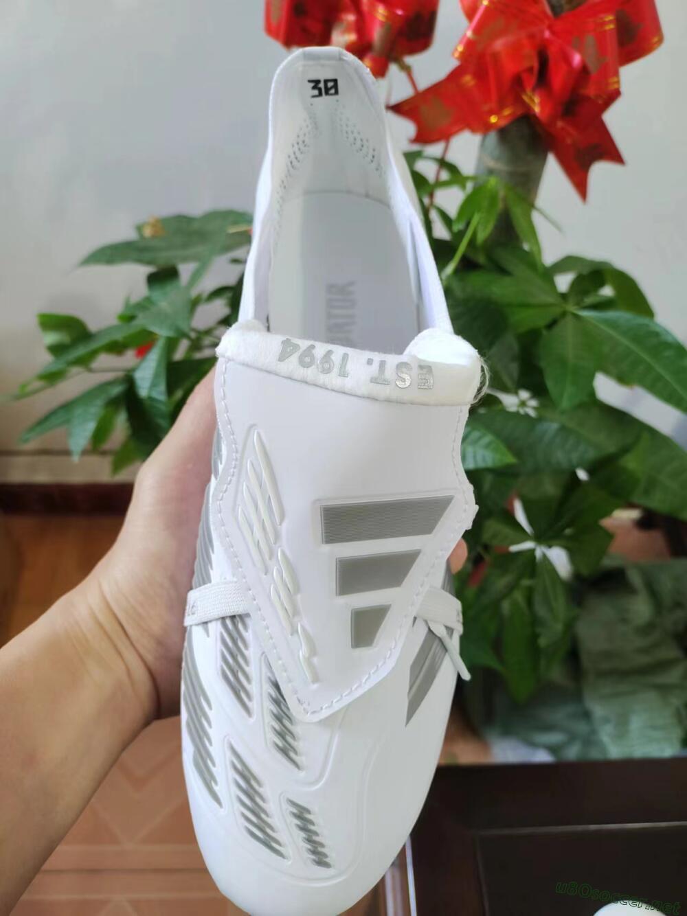 Men's Adidas Predator Elite Foldover Tongue FG Football Boots - White/Grey