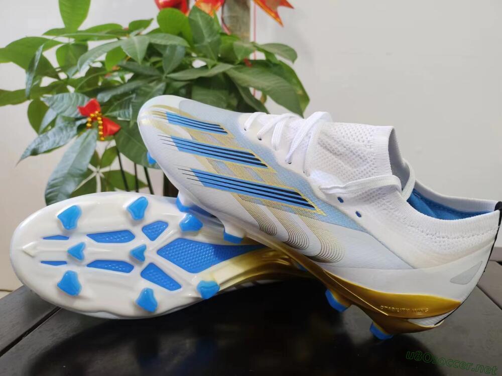Men's Adidas X Crazyfast.1 FG Football Boots - White/Blue/Gold