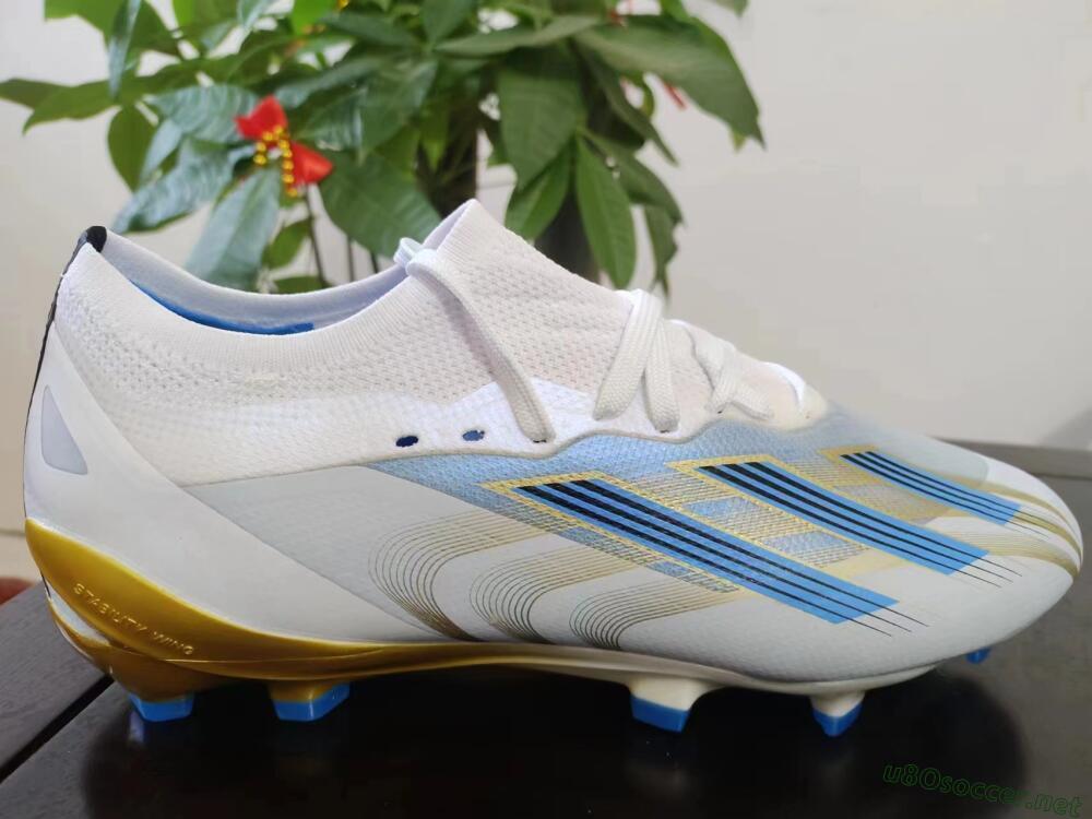 Men's Adidas X Crazyfast.1 FG Football Boots - White/Blue/Gold