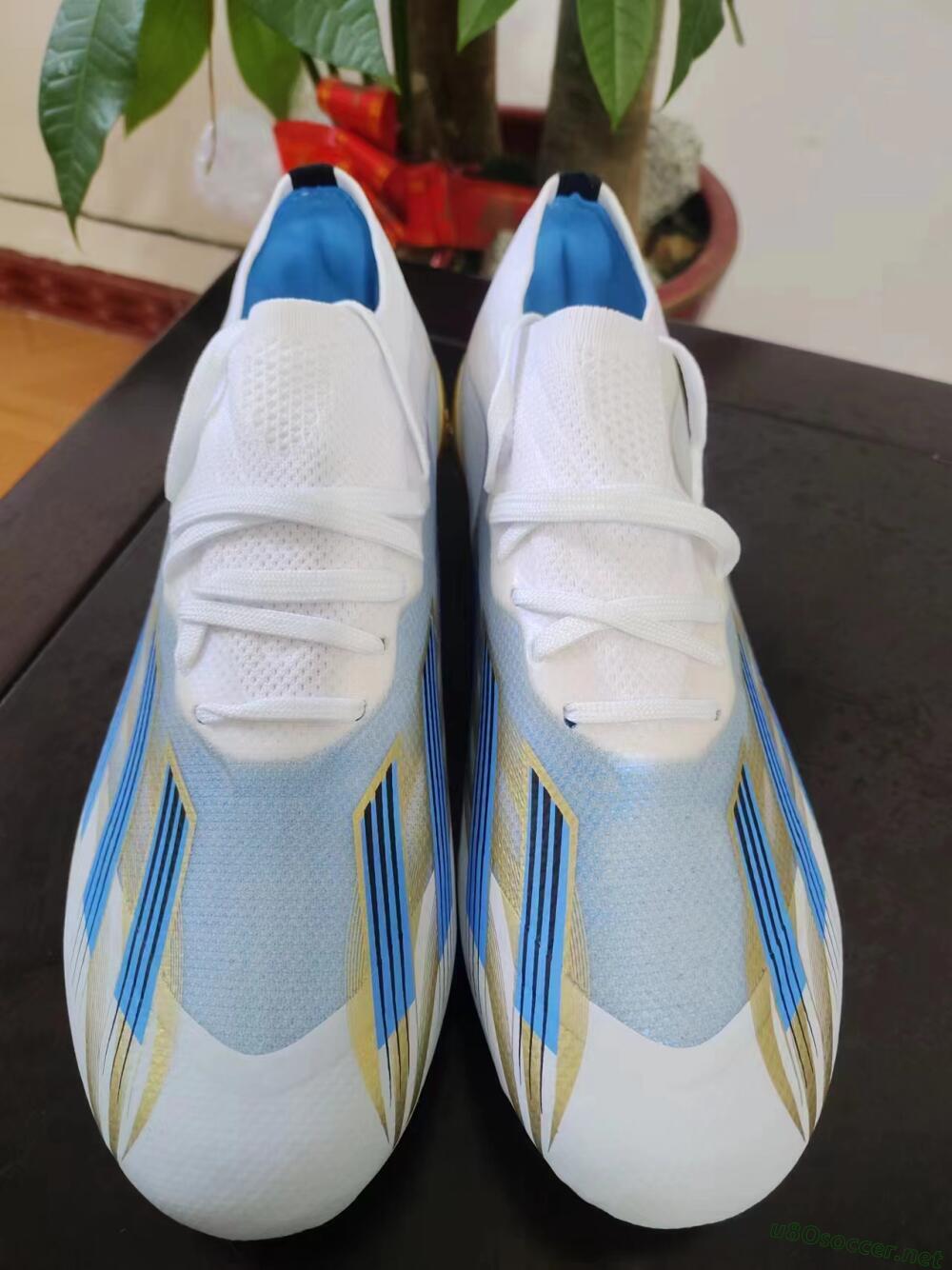Men's Adidas X Crazyfast.1 FG Football Boots - White/Blue/Gold
