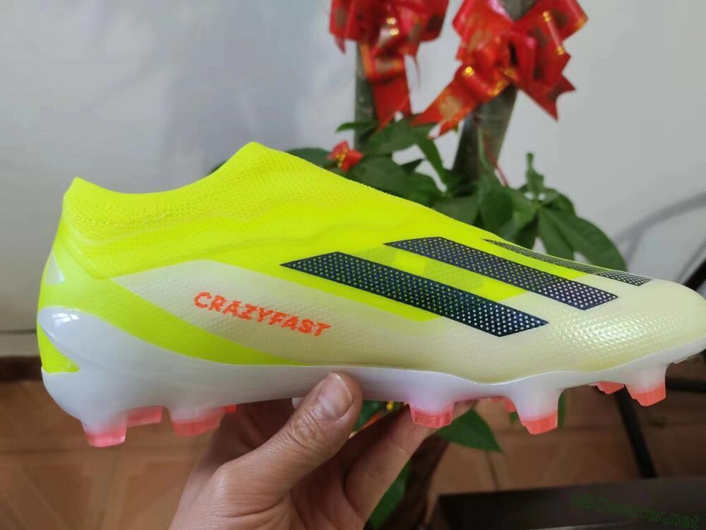 Men's Adidas X Crazyfast+ Laceless FG Football Boots - Yellow/Blue/Red