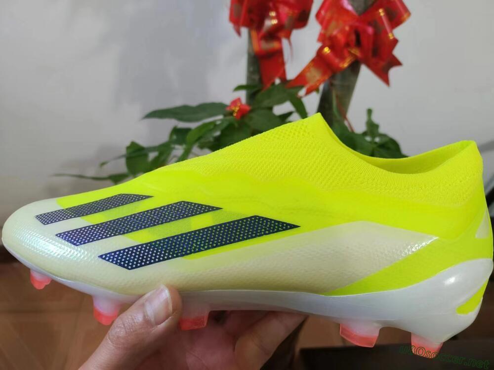 Men's Adidas X Crazyfast+ Laceless FG Football Boots - Yellow/Blue/Red