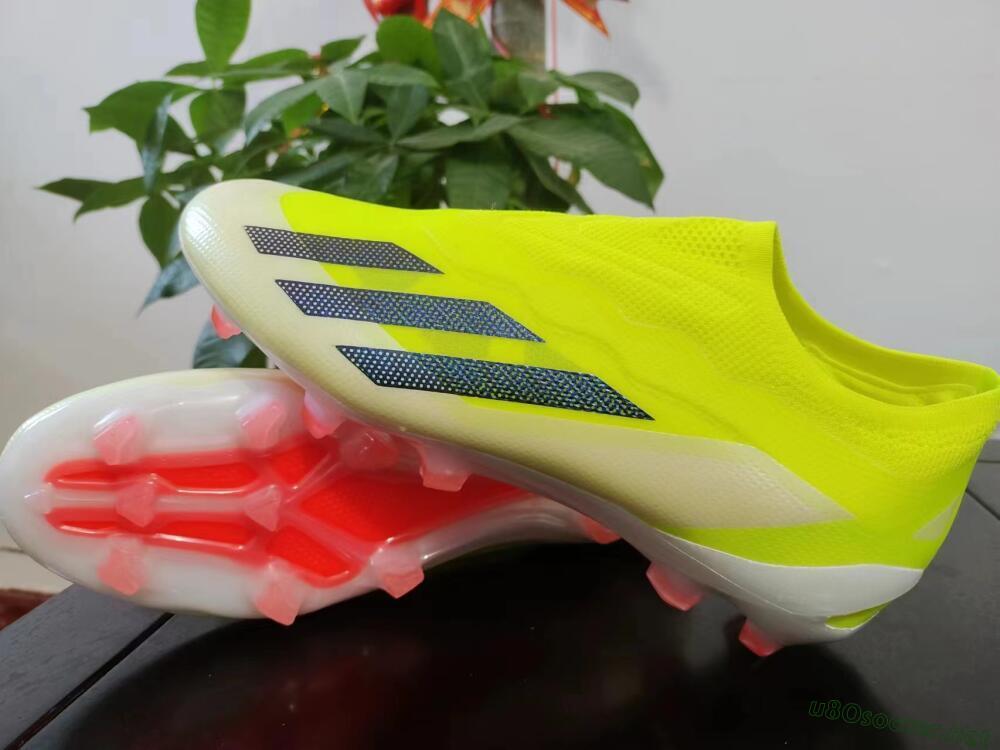 Men's Adidas X Crazyfast+ Laceless FG Football Boots - Yellow/Blue/Red