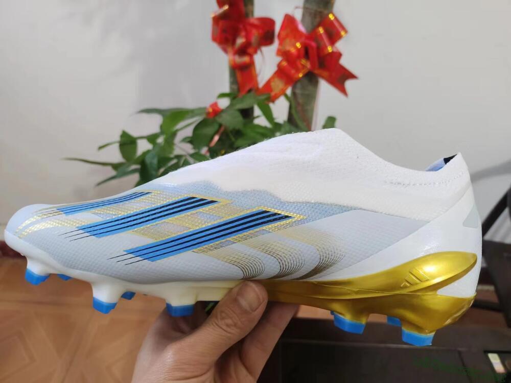 Men's Adidas X Crazyfast.1 FG Football Boots - White/Blue/Gold