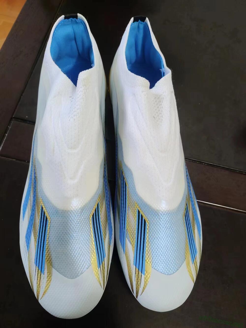 Men's Adidas X Crazyfast.1 FG Football Boots - White/Blue/Gold