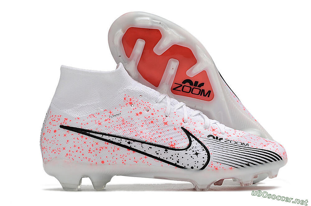 Men's Nike Air Zoom Mercurial Superfly 9 Elite FG Football Boots - White/Pink/Black 2