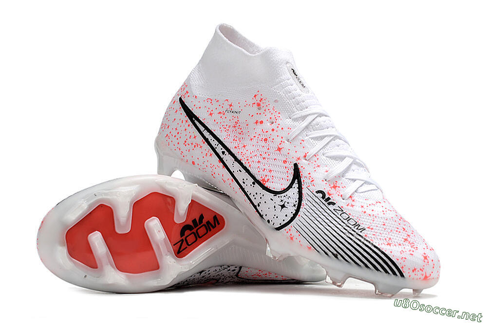 Men's Nike Air Zoom Mercurial Superfly 9 Elite FG Football Boots - White/Pink/Black 3