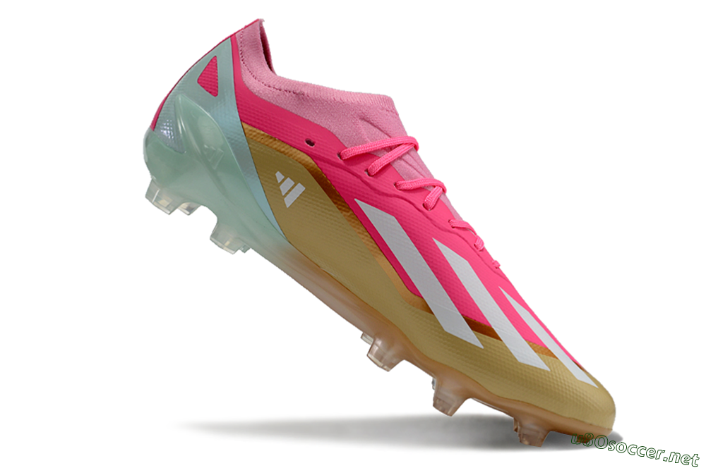 Men's Adidas X 23 Crazyfast.1 FG Football Boots - Pink/White/Gold/Jade 4