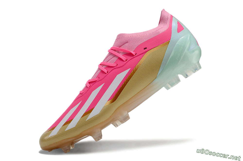 Men's Adidas X 23 Crazyfast.1 FG Football Boots - Pink/White/Gold/Jade 5
