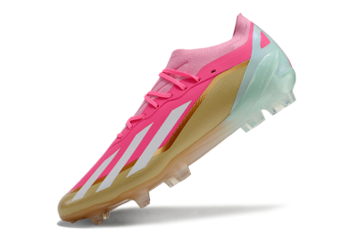 Men's Adidas X 23 Crazyfast.1 FG Football Boots - Pink/White/Gold/Jade