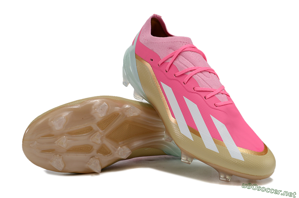 Men's Adidas X 23 Crazyfast.1 FG Football Boots - Pink/White/Gold/Jade 3