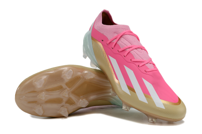 Men's Adidas X 23 Crazyfast.1 FG Football Boots - Pink/White/Gold/Jade