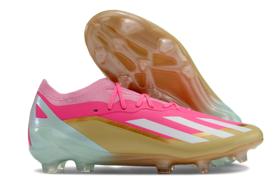 Men's Adidas X 23 Crazyfast.1 FG Football Boots - Pink/White/Gold/Jade