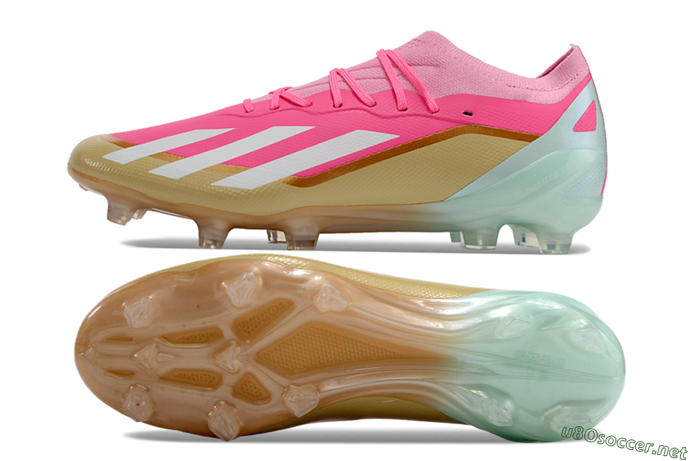 Men's Adidas X 23 Crazyfast.1 FG Football Boots - Pink/White/Gold/Jade 1