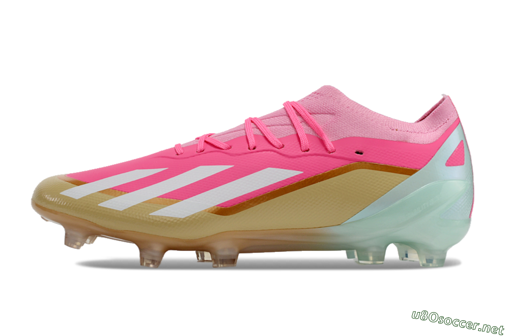 Men's Adidas X 23 Crazyfast.1 FG Football Boots - Pink/White/Gold/Jade 0