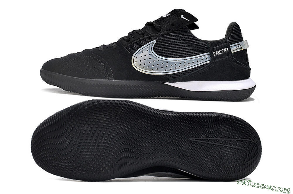 Men's Nike Street Gato IC Football Shoes - Black/White 1