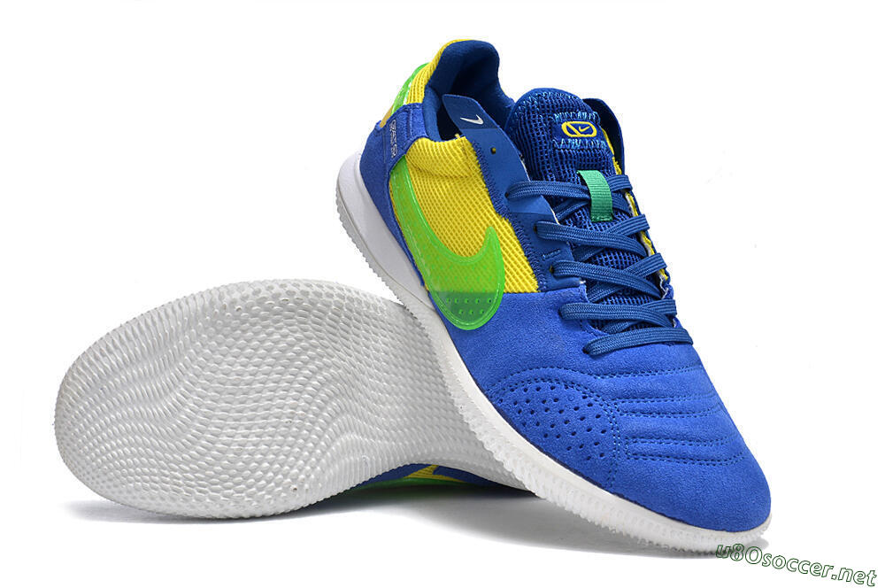 Men's Nike Street Gato IC Football Shoes - Blue/Yellow/White 3