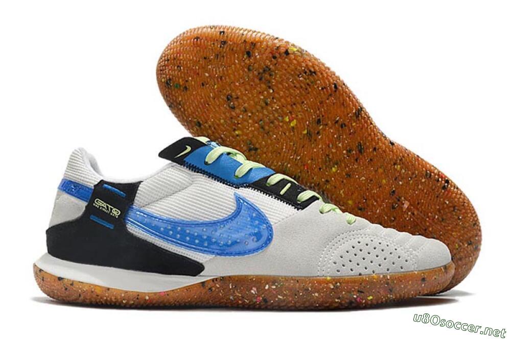 Men's Nike Street Gato IC Football Shoes - Grey/White/Blue 2