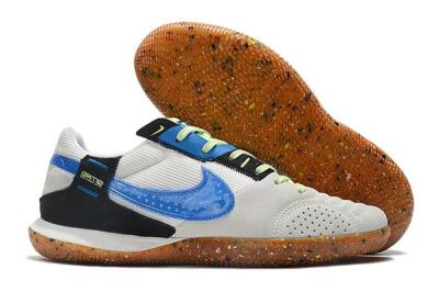 Men's Nike Street Gato IC Football Shoes - Grey/White/Blue