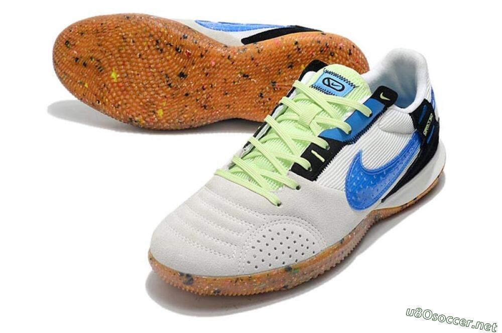 Men's Nike Street Gato IC Football Shoes - Grey/White/Blue 3