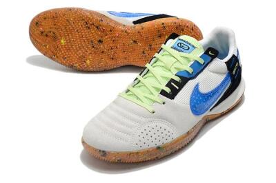 Men's Nike Street Gato IC Football Shoes - Grey/White/Blue
