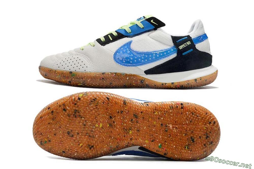 Men's Nike Street Gato IC Football Shoes - Grey/White/Blue 1