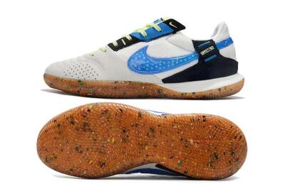 Men's Nike Street Gato IC Football Shoes - Grey/White/Blue