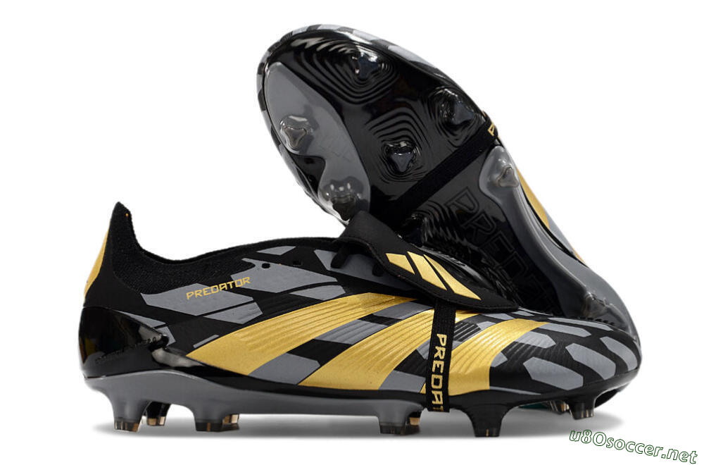 Men's Adidas Predator Elite Foldover Tongue FG Football Boots - Black/Grey/Gold 2
