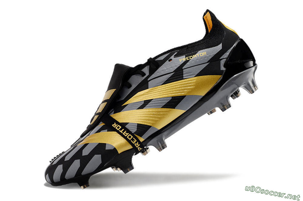Men's Adidas Predator Elite Foldover Tongue FG Football Boots - Black/Grey/Gold 5