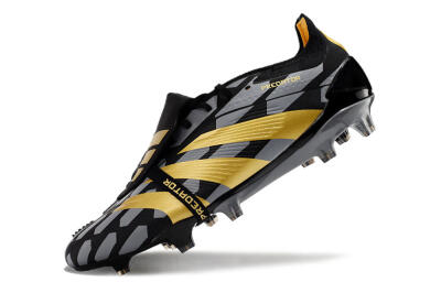 Men's Adidas Predator Elite Foldover Tongue FG Football Boots - Black/Grey/Gold