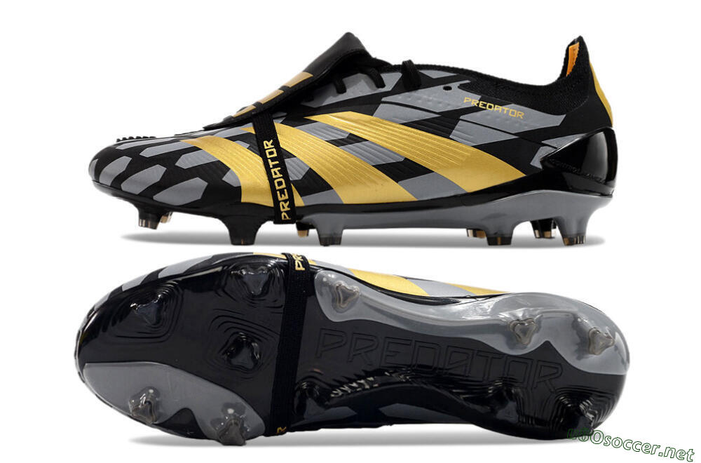 Men's Adidas Predator Elite Foldover Tongue FG Football Boots - Black/Grey/Gold 1