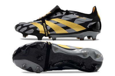 Men's Adidas Predator Elite Foldover Tongue FG Football Boots - Black/Grey/Gold
