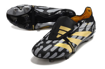 Men's Adidas Predator Elite Foldover Tongue FG Football Boots - Black/Grey/Gold