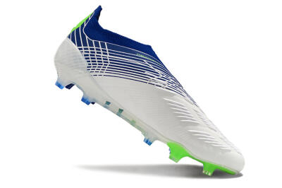Men's Adidas Predator+ 24 Elite Laceless FG Football Boots - White/Blue/Yellow