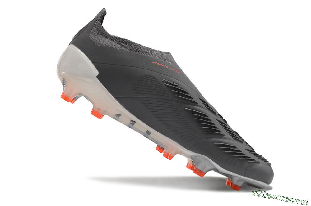 Men's Adidas Predator+ 24 Elite Laceless FG Football Boots - Grey/White/Orange 4