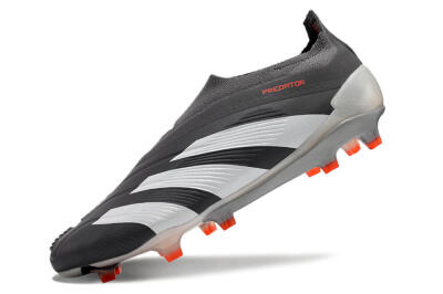 Men's Adidas Predator+ 24 Elite Laceless FG Football Boots - Grey/White/Orange