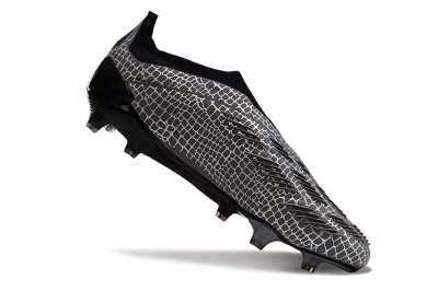 Men's Adidas Predator+ 24 Elite Laceless FG Football Boots - Grey/Black/Red