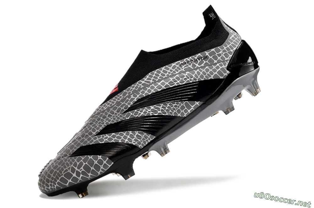 Men's Adidas Predator+ 24 Elite Laceless FG Football Boots - Grey/Black/Red 5