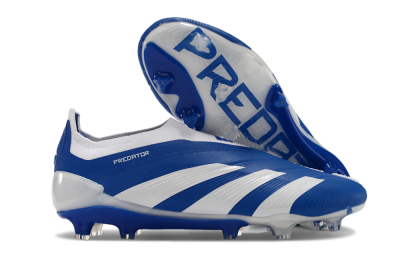Men's Adidas Predator+ 24 Elite Laceless FG Football Boots - Blue/White
