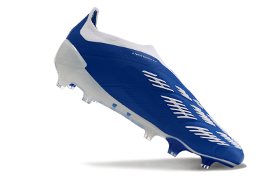Men's Adidas Predator+ 24 Elite Laceless FG Football Boots - Blue/White