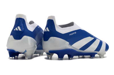 Men's Adidas Predator+ 24 Elite Laceless FG Football Boots - Blue/White
