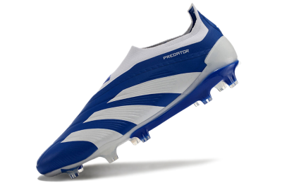 Men's Adidas Predator+ 24 Elite Laceless FG Football Boots - Blue/White